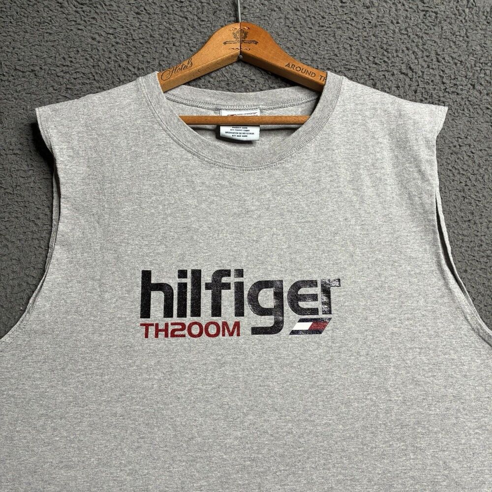 VTG Tommy Hilfiger Athletics 200 Meter T Shirt Men's Large Sleeveless USA Made